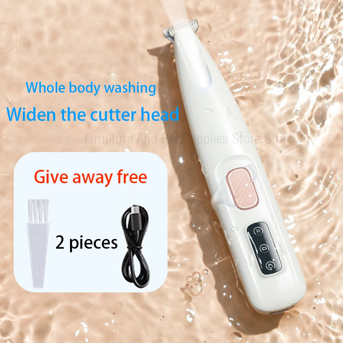 Professional Dog Paw Trimmer with LED Light - Fully Waterproof Pet Hair Clippers with LED Display and 18mm Wide Blade for Grooming